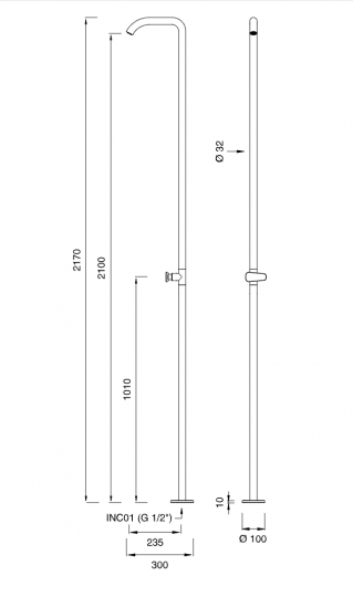 Смеситель для сада Cea Design HOK нержавеющая сталь HOK32S схема 2