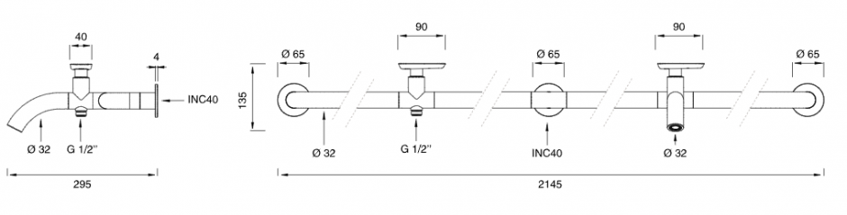Настенный смеситель Cea Design HOK с изливом нержавеющая сталь HOK42S для сада ФОТО