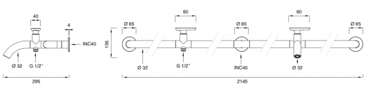 Настенный смеситель Cea Design HOK с изливом нержавеющая сталь HOK42S для сада схема 2