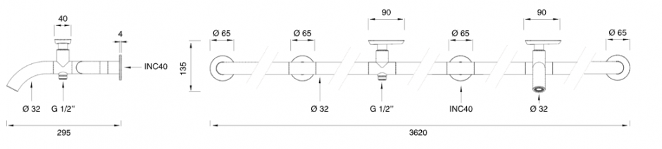 Настенный смеситель для сада  Cea Design HOK с изливом, нержавеющая сталь HOK44S ФОТО