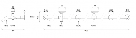 Настенный смеситель Cea Design HOK для сада HOK45S схема 2 Настенный смеситель Cea Design HOK для сада HOK45S схема 2