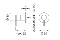 Настенный дивертор Cea Design INNOVO нержавеющая сталь INV110 схема 2