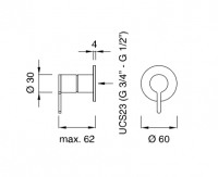 Дивертор настенный Cea Design INNOVO нержавеющая сталь INV111 схема 2