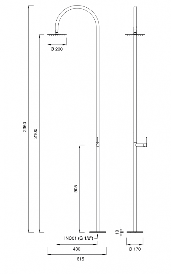 Верхний душ Cea Design INNOVO нержавеющая сталь INV161L уличный ФОТО