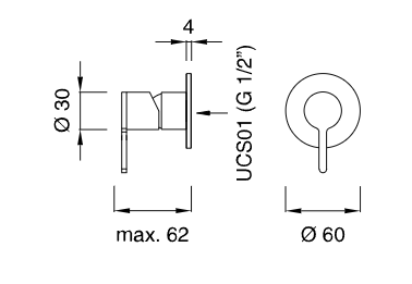 Настенный смеситель Cea Design INNOVO нержавеющая сталь INV93 схема 2
