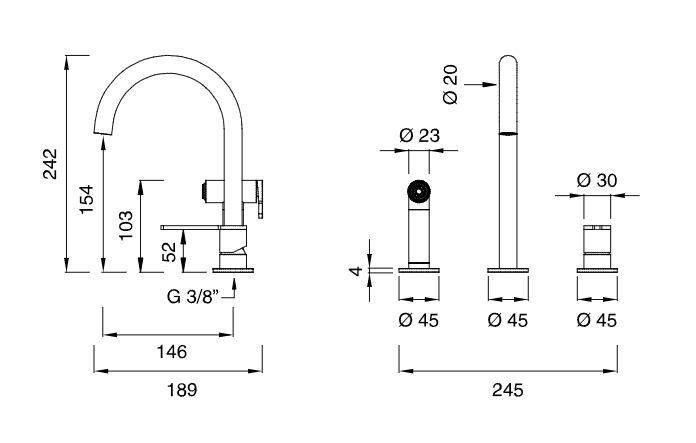 Смеситель для кухни Cea Design INNOVO с поворотным изливом и ручной лейкой INV94KDL ФОТО