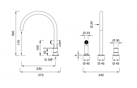 Кухонный смеситель Cea Design INNOVO с поворотным изливом INV95 схема 2
