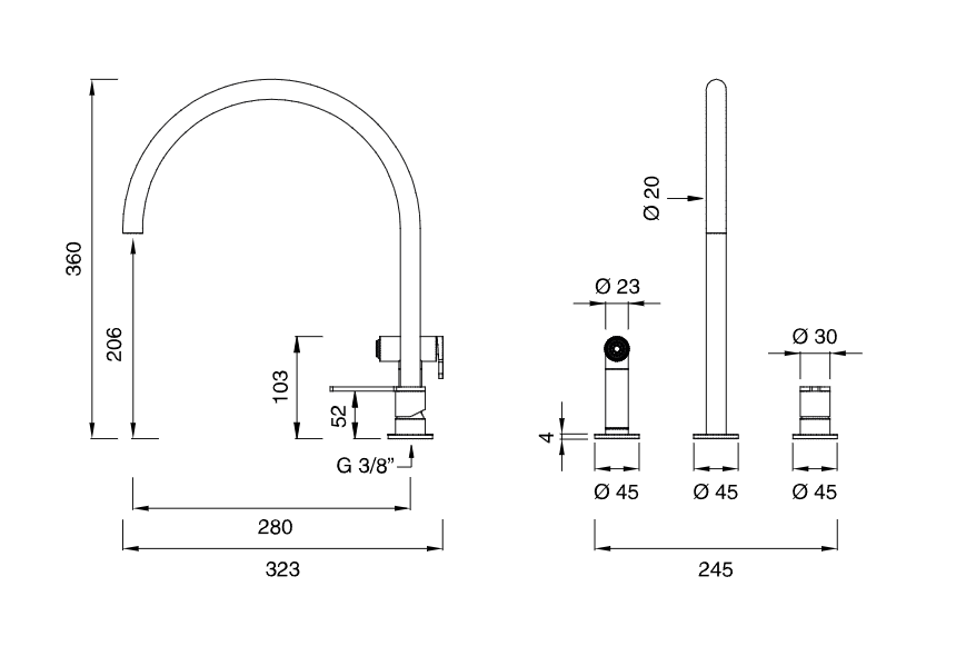 Высокий смеситель для кухни Cea Design INNOVO с поворотным изливом INV96 ФОТО