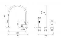 Высокий смеситель для кухни Cea Design INNOVO с поворотным изливом INV96 схема 2