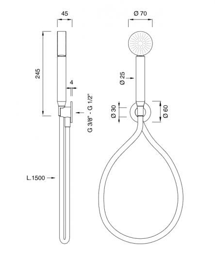 Душевой гарнитур Cea Design LUTEZIA LTZ90 настенный схема 2