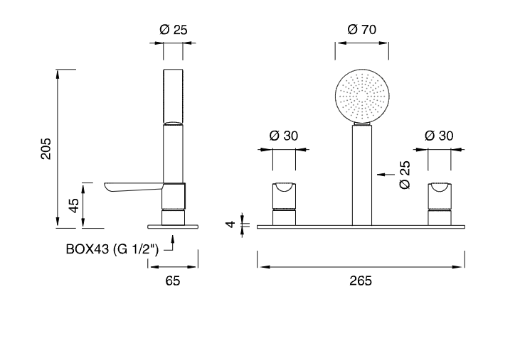 Смеситель на борт ванны Cea Design LUTEZIA с выдвижной лейкой LTZ96 ФОТО