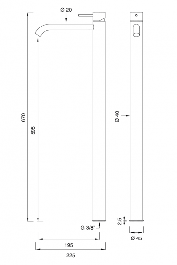 Настольный смеситель для раковины Cea Design MILO360 нержавеющая сталь MIL117 схема 2