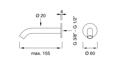 Настенный излив Cea Design MILO360 нержавеющая сталь MIL137 ФОТО