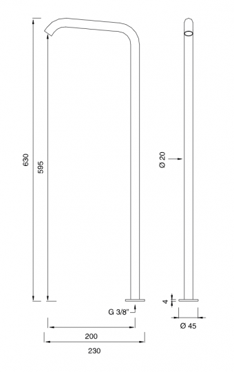 Поворотный излив высокий Cea Design MILO360 нержавеющая сталь MIL138 схема 2