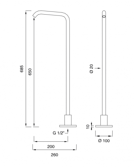 Излив для ванны Cea Design MILO360 нержавеющая сталь MIL139 схема 2
