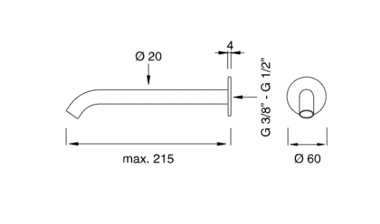 Длинный настенный излив Cea Design MILO360 MIL48 схема 2 Длинный настенный излив Cea Design MILO360 MIL48 схема 2