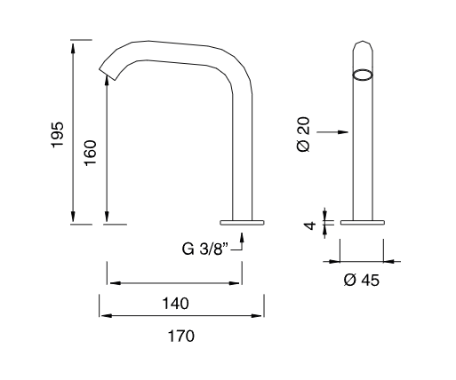 Поворотный излив высокий Cea Design MILO360 настольный MIL69 схема 2 Поворотный излив высокий Cea Design MILO360 настольный MIL69 схема 2
