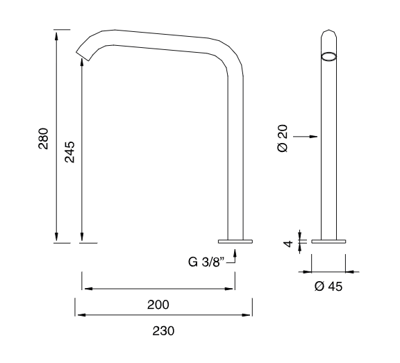 Высокий поворотный излив Cea Design MILO360 MIL70KDL настольный ФОТО