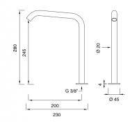 Высокий поворотный излив Cea Design MILO360 MIL70KDL настольный схема 2