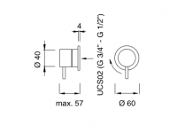 Настенный запорный вентиль Cea Design MILO360 нержавеющая сталь MIL80 схема 2