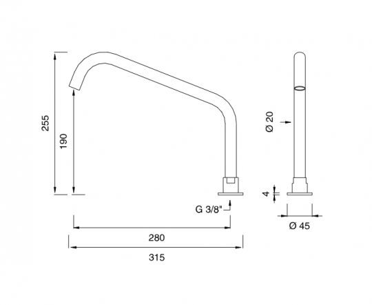 Поворотный излив Cea Design NEUTRA настольный NEU05 схема 2