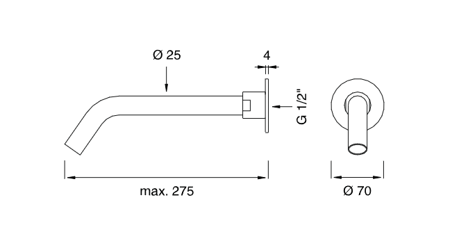 Настенный излив Cea Design NEUTRA нержавеющая сталь NEU21 ФОТО