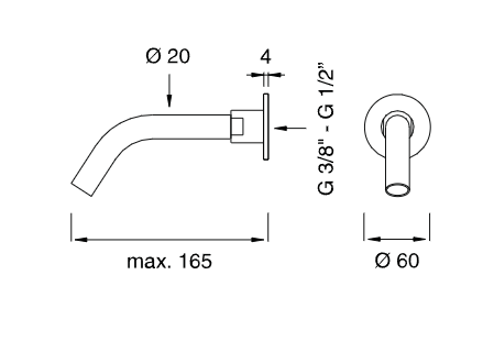 Настенный излив Cea Design NEUTRA нержавеющая сталь NEU66 ФОТО