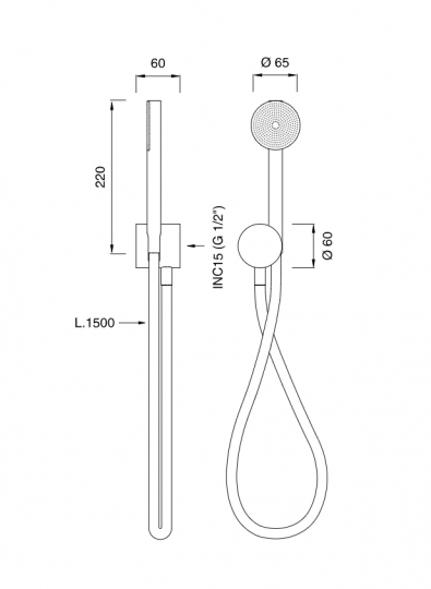 Настенный душевой гарнитур Cea Design OPUS OPS60Y схема 2 Настенный душевой гарнитур Cea Design OPUS OPS60Y схема 2