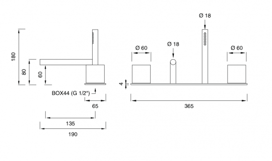Смеситель прогрессивный Cea Design OPUS с изливом, с выдвижной лейкой OPS63 схема 2