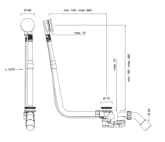 Слив для ванны для ванны Cea Design PIL нержавеющая сталь PIL12 схема 2