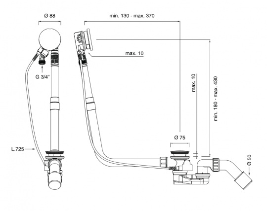Слив-перелив для ванны для ванны Cea Design PIL PIL14 схема 2