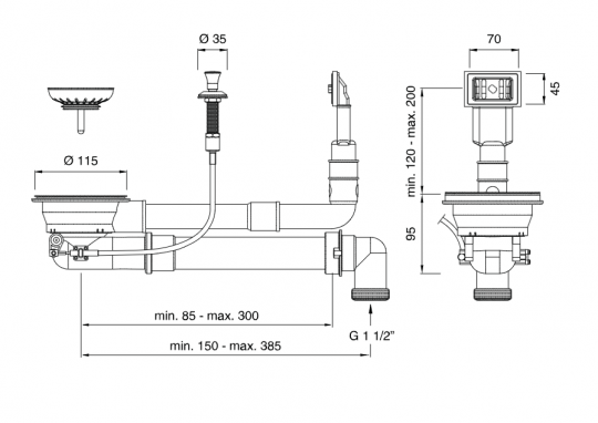 Слив для раковины Cea Design PIL нержавеющая сталь PIL23 схема 2