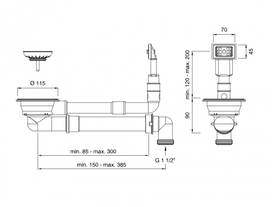 Слив-перелив Cea Design PIL для раковины PIL26 схема 2 Слив-перелив Cea Design PIL для раковины PIL26 схема 2