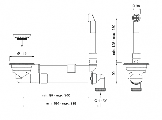 Слив-перелив Cea Design PIL нержавеющая сталь PIL27 схема 2