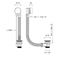 Слив для ванны ea Design PIL нержавеющая сталь, с тросиком управления PIL32 схема 2