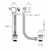 Слив-перелив для ванны Cea Design PIL с наполнителем перелива, с тросиком управления PIL33 схема 2