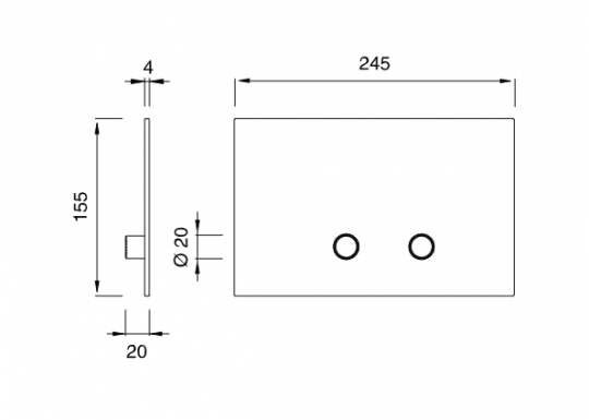 Кнопка для инсталляции унитаза Cea Design HYDROPLATE нержавеющая сталь PLA01 схема 2