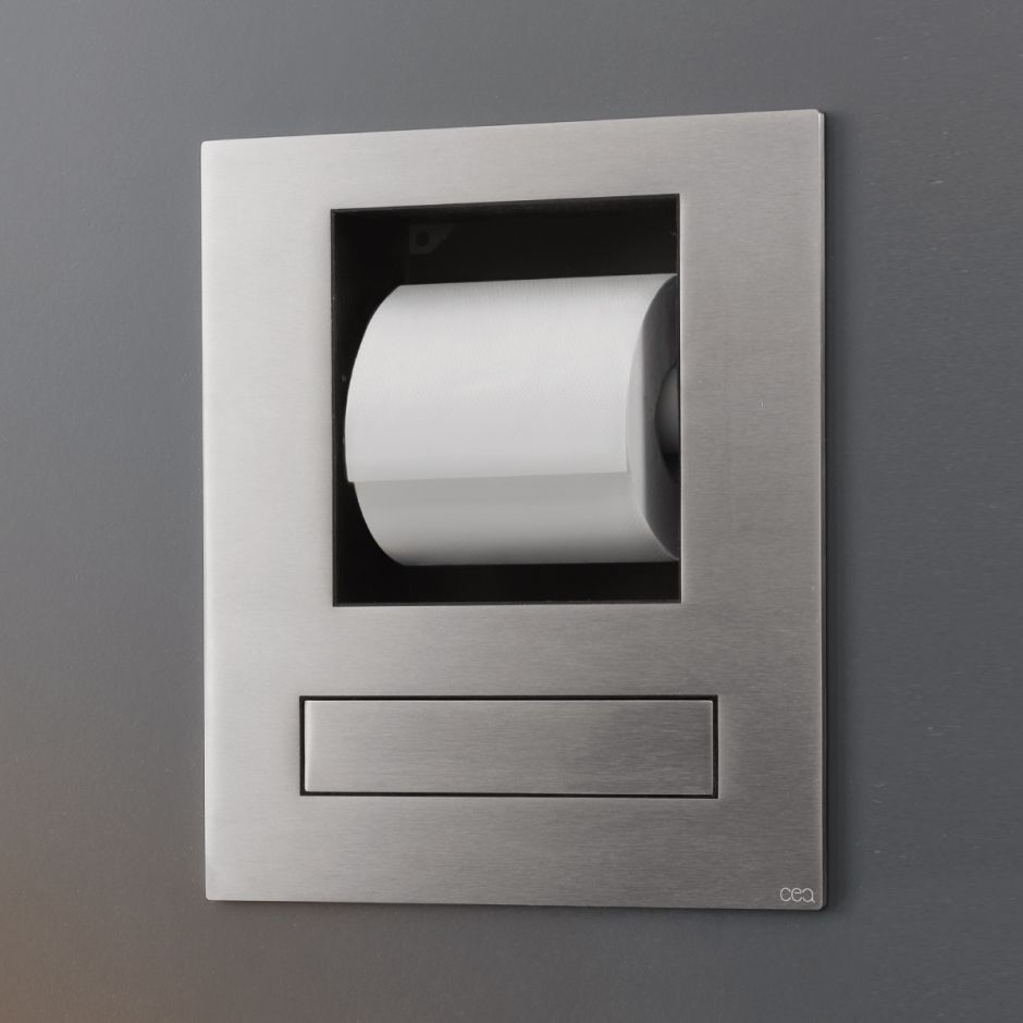 Изображение Кнопка для инсталляции унитаза Cea Design HYDROPLATE нержавейка PLA23 с держателем для туалетной бумаги