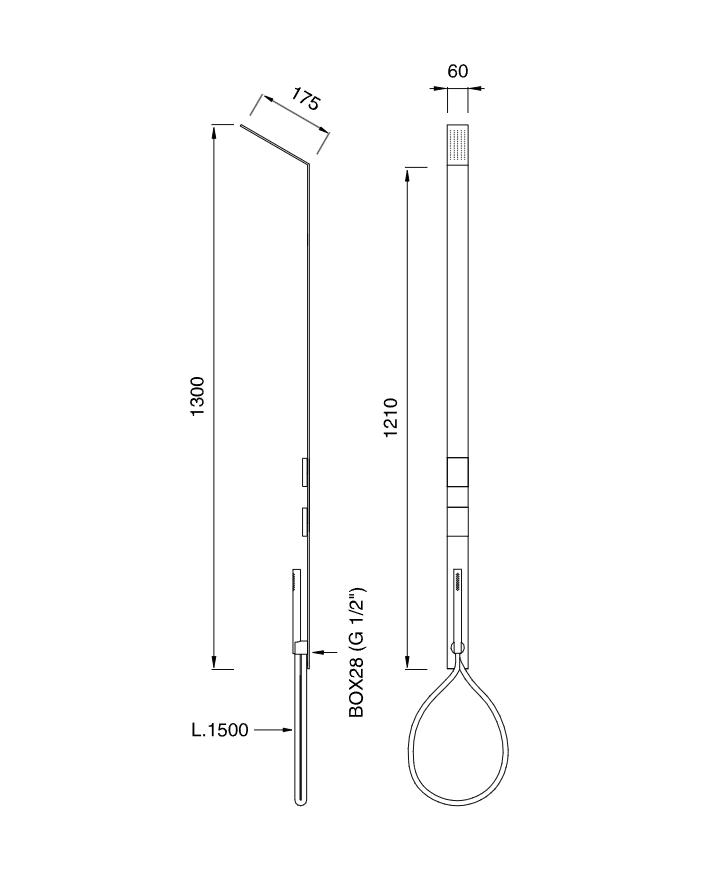 Верхний душ Cea Design REGOLO прогрессивный, с цилиндрической ручной лейкой REG20 ФОТО