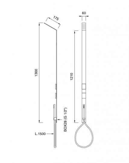 Верхний душ Cea Design REGOLO прогрессивный, с цилиндрической ручной лейкой REG20 схема 2