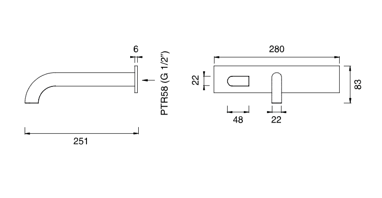 Настенный смеситель Cea Design SIXTY прогрессивный, с изливом, нержавеющая сталь SIX09 ФОТО