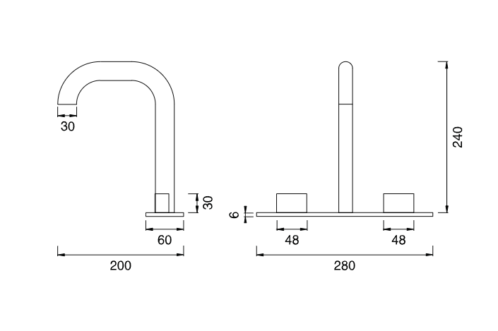 Смеситель трехотверстной Cea Design SIXTY с изливом, нержавеющая сталь SIX10 ФОТО