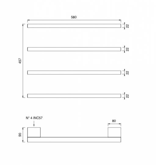 Полотенцесушитель Cea Design SIXTY SIX133 схема 2 Полотенцесушитель Cea Design SIXTY SIX133 схема 2