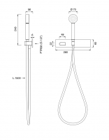 Настенный смеситель для ванны Cea Design SIXTY прогрессивный, с ручной лейкой, SIX42 схема 2