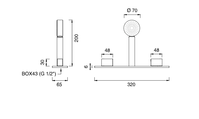 Смеситель на борт ванны Cea Design SIXTY прогрессивный, с выдвижной лейкой, без излива SIX43 ФОТО