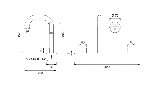 Смеситель Cea Design SIXTY прогрессивный, с изливом, SIX44 схема 2