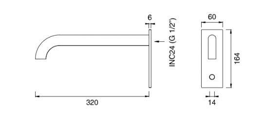 Сенсорный настенный излив Cea Design SIXTY нержавеющая сталь SIX51 схема 2