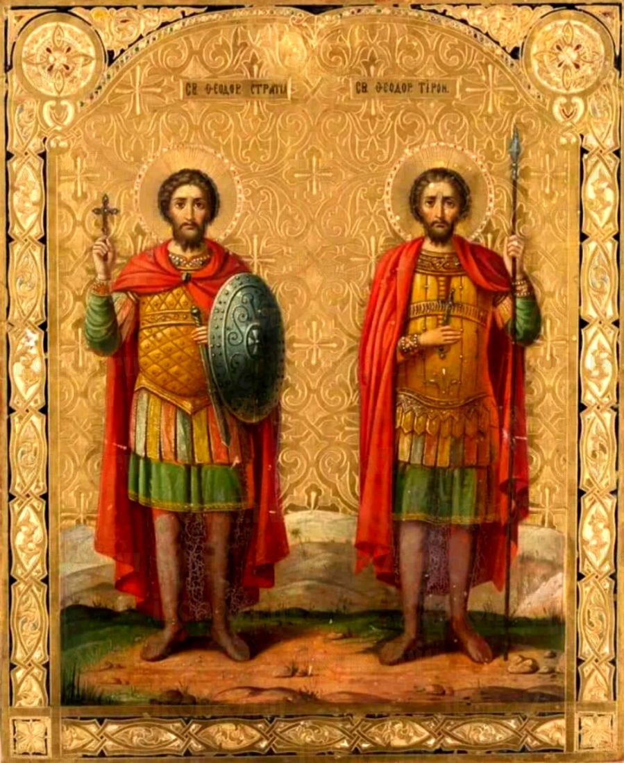 Икона Феодор Тирон: Символ Единства и Силы (рукописная)