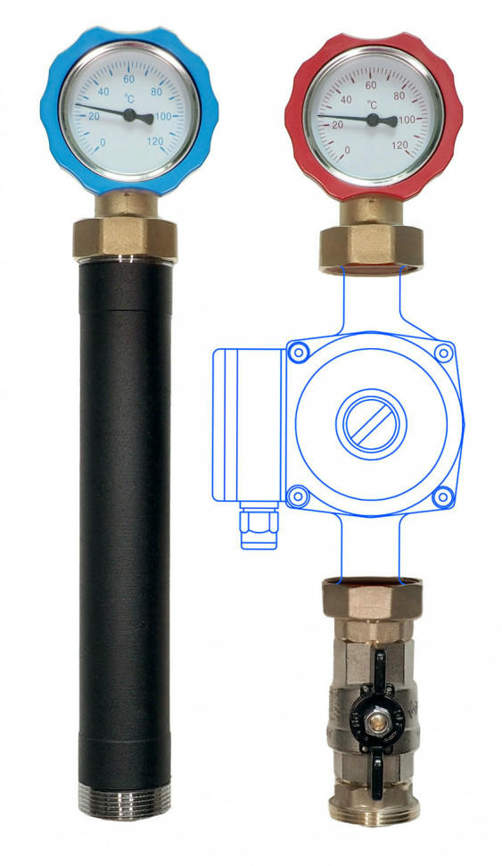 Группа быстрого монтажа MASKE 40.1 с прямым контуром 1", без насоса Warme