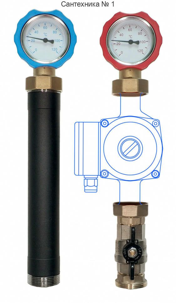 Группа быстрого монтажа MASKE 40.1 с прямым контуром 1", без насоса Warme